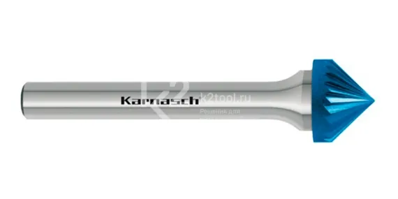 Борфреза твердосплавная Karnasch форма K, 3х3х3х38 мм, насечка HP-2, покрытие Blue-Tec, арт. 11.5110-005