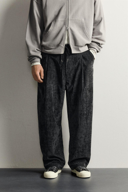 ZARA БРЮКИ SOFT С ЭФФЕКТОМ НЕРАВНОМЕРНОЙ СТИРКИ, ЧЕРНЫЙ/ЭКРЮ