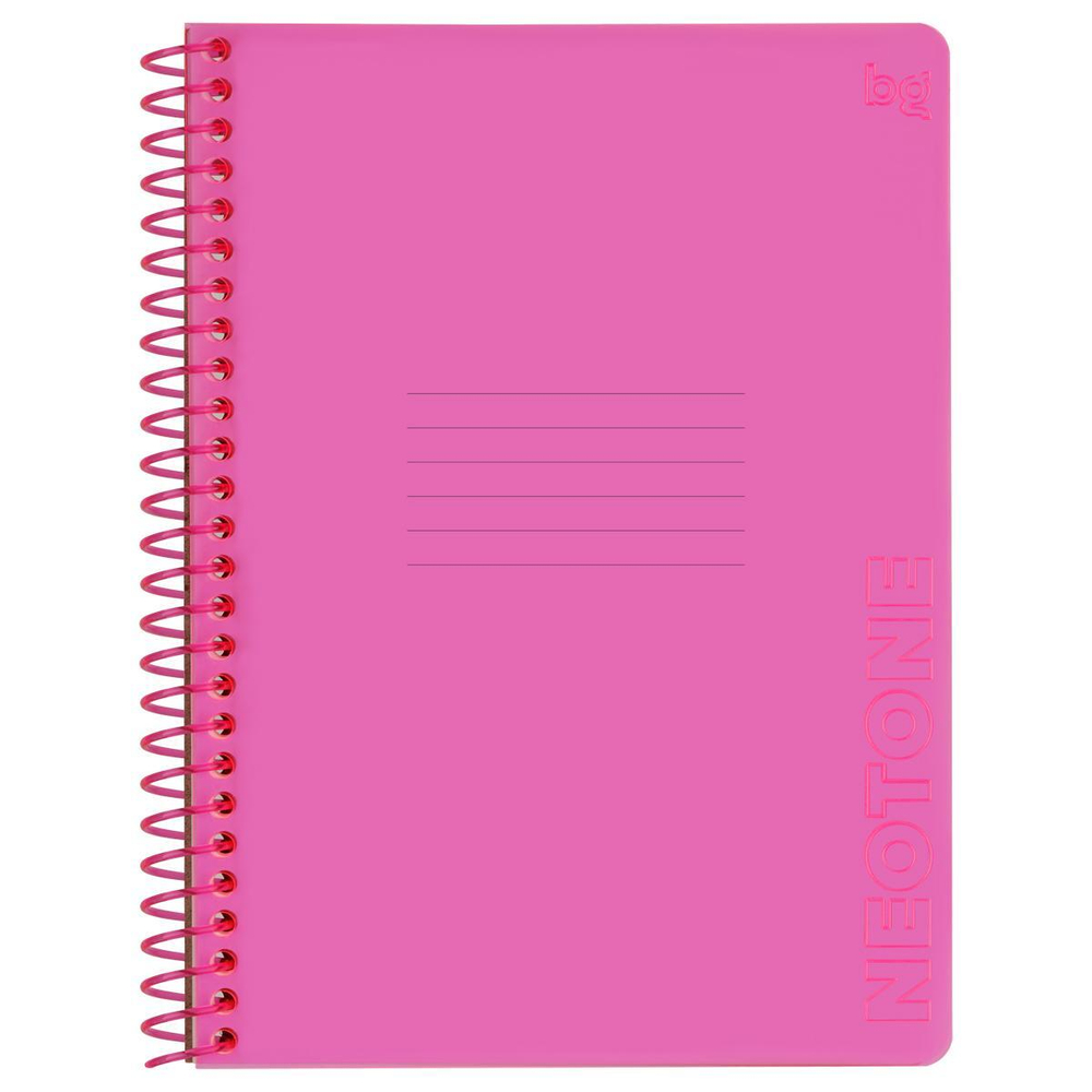 Тетрадь 48л. А5, клетка на пластиковом гребне, пластиковая обложка "Neon. Pink" (BG)