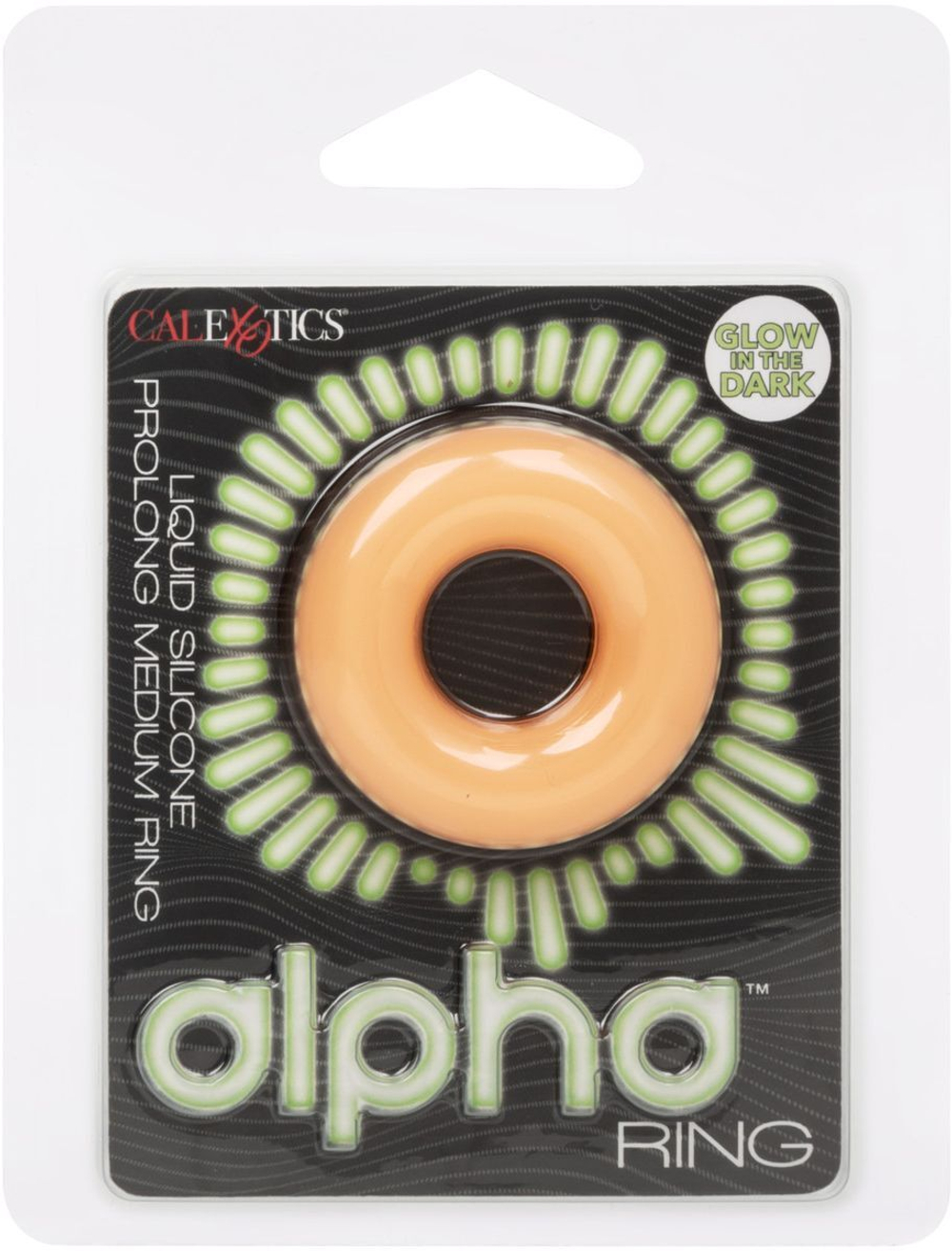 Оранжевое люминесцентное эрекционное кольцо Glow-In-The-Dark Liquid Silicone Prolong Medium Ring (Цвет: оранжевый)