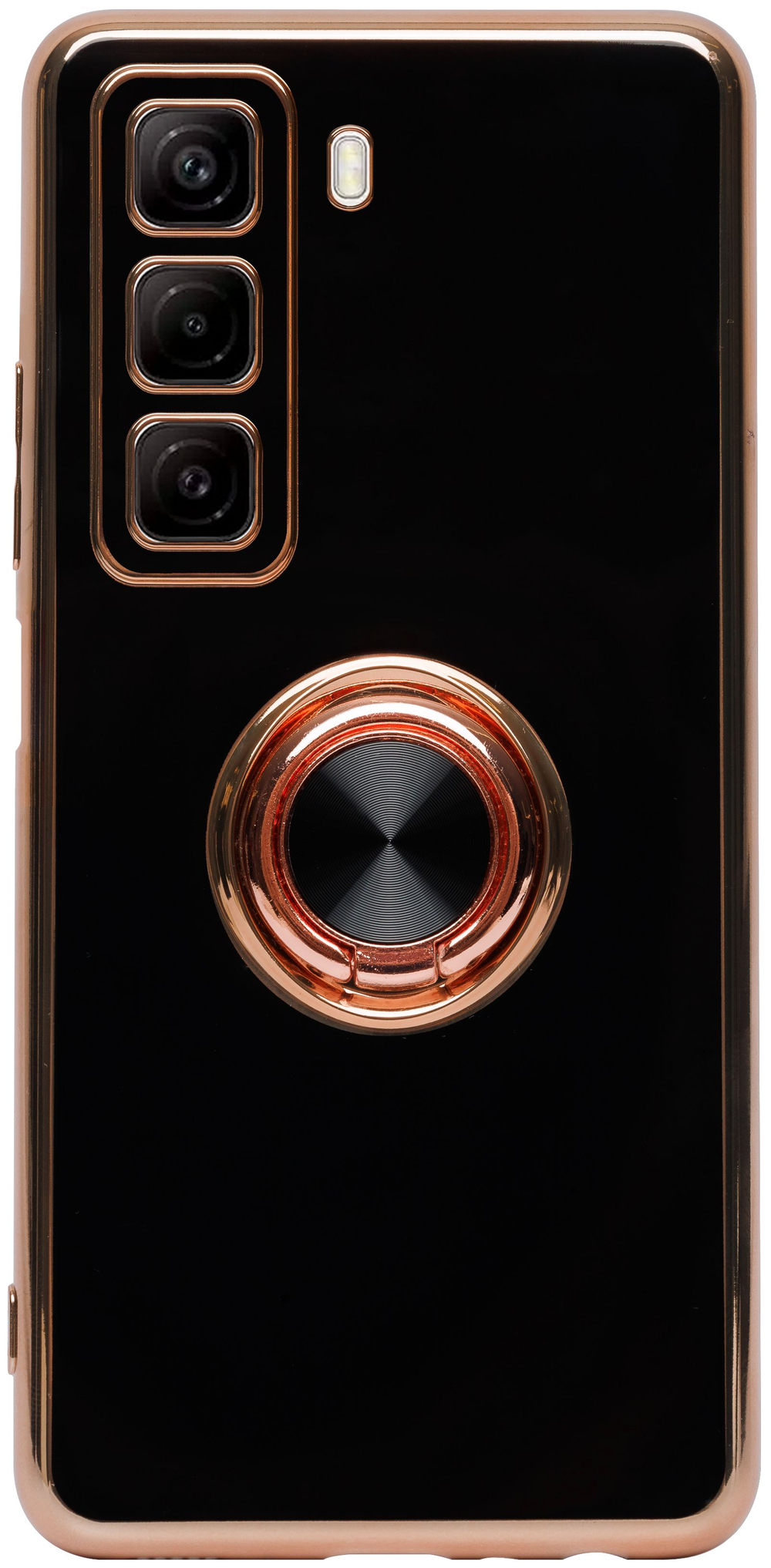 Стильный глянцевый чехол для INFINIX HOT 50 4G (не 5G,PRO) с кольцом-подставкой и бархатной подкладкой