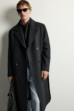 ДВУБОРТНОЕ ПАЛЬТО ИЗ ШЕРСТИ С ПОЯСОМ — ZARA