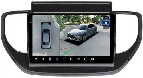 Магнитола для Hyundai Solaris 2 2020-2022 (штатная навигация) - FarCar BX2003M-360 монитор 9.5" 2K QLED на Android 13, Быстрая, CarPlay, 4G SIM-слот, 4 камеры в комплекте