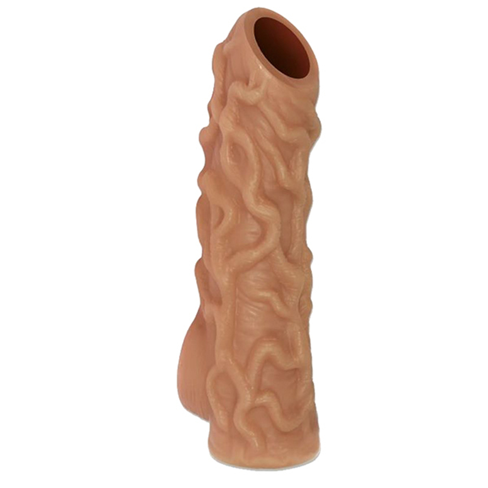 Телесная насадка 14см с венками и открытой головкой Kokos Nude Sleeve L Size