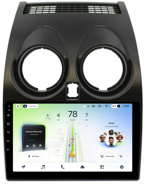 Магнитола для Nissan Qashqai J10 2006-2013, Dualis - Teyes CC4L монитор 9" IPS, Android 14, Быстрая, Snapdragon 662, CarPlay, 4G SIM-слот