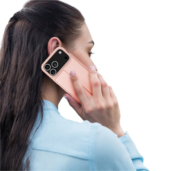 Чехол книжка из кожи розового цвета для iPhone 18 Pro и 17 Pro, серия Skin Pro Series от Dux Ducis