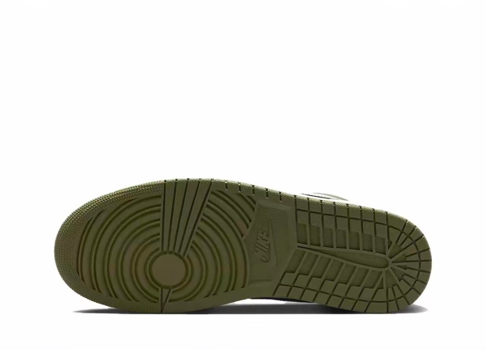 alt="Air Jordan 1 Low Medium Olive 553558-092 черный оливковый белый вид сбоку на белом фоне"
