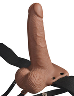 Кофейный перезаряжаемый вибрострапон 6 Hollow Rechargeable Strap-On Remote - 17,5 см. (Цвет: кофейный)