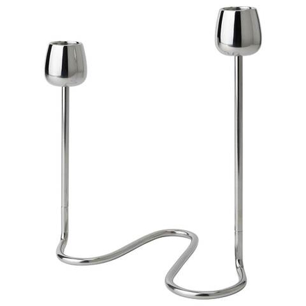 IKEA SILVERPÄRON  (ИКЕА СИЛВЕРПÄРОН)  -  Подсвечник для 2 свечей, серебристый, 20 см