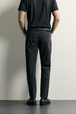 ZARA БАЗОВЫЕ ДЖИНСЫ SLIM FIT, УГОЛЬНЫЙ