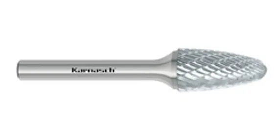 Борфреза твердосплавная Karnasch форма L (конус с закругленной головкой), 3х10х3х38 мм, универсальная насечка HP-3, без покрытия, арт. 11.3081-005