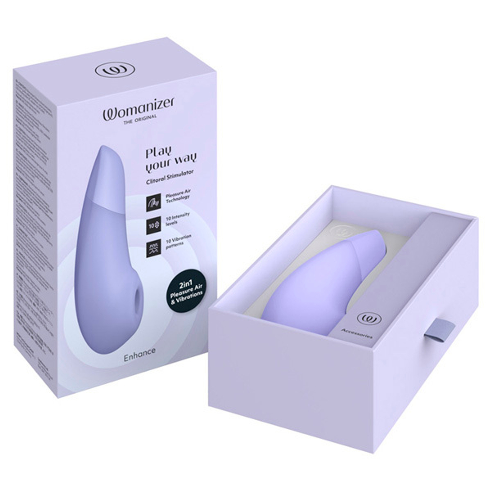 Сиреневый бесконтактный клиторальный вибростимулятор Womanizer Enhance Lilac WZSN1SG3