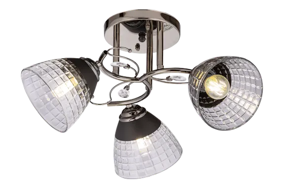 Люстра потолочная Rilon 06536/3 PEARL BLACK, 3×40 Вт, чёрная и жемчужная