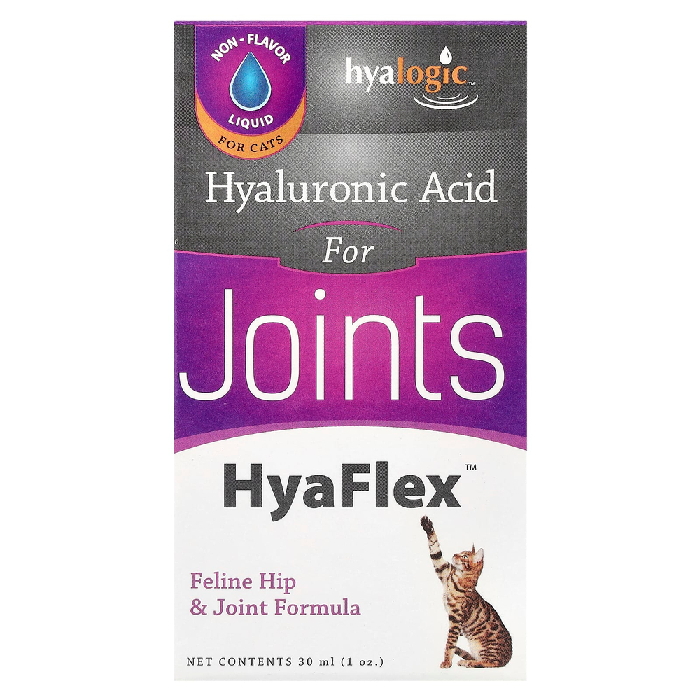 Hyalogic, HyaFlex ™, гиалуроновая кислота для суставов, для кошек, 30 мл (1 унция)