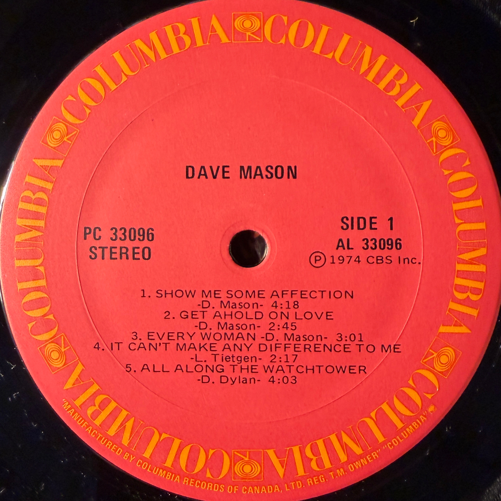 Dave Mason ‎– Dave Mason (Канада 1974г.)