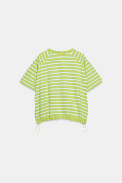 ZARA ФУТБОЛКА В ПОЛОСКУ СО СТОППЕРАМИ, ЗЕЛЕНЫЙ
