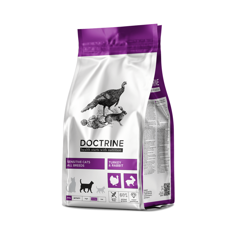 DOCTRINE (Доктрин) Сухой корм для кошек с чувствительным пищеварением, индейка/кролик