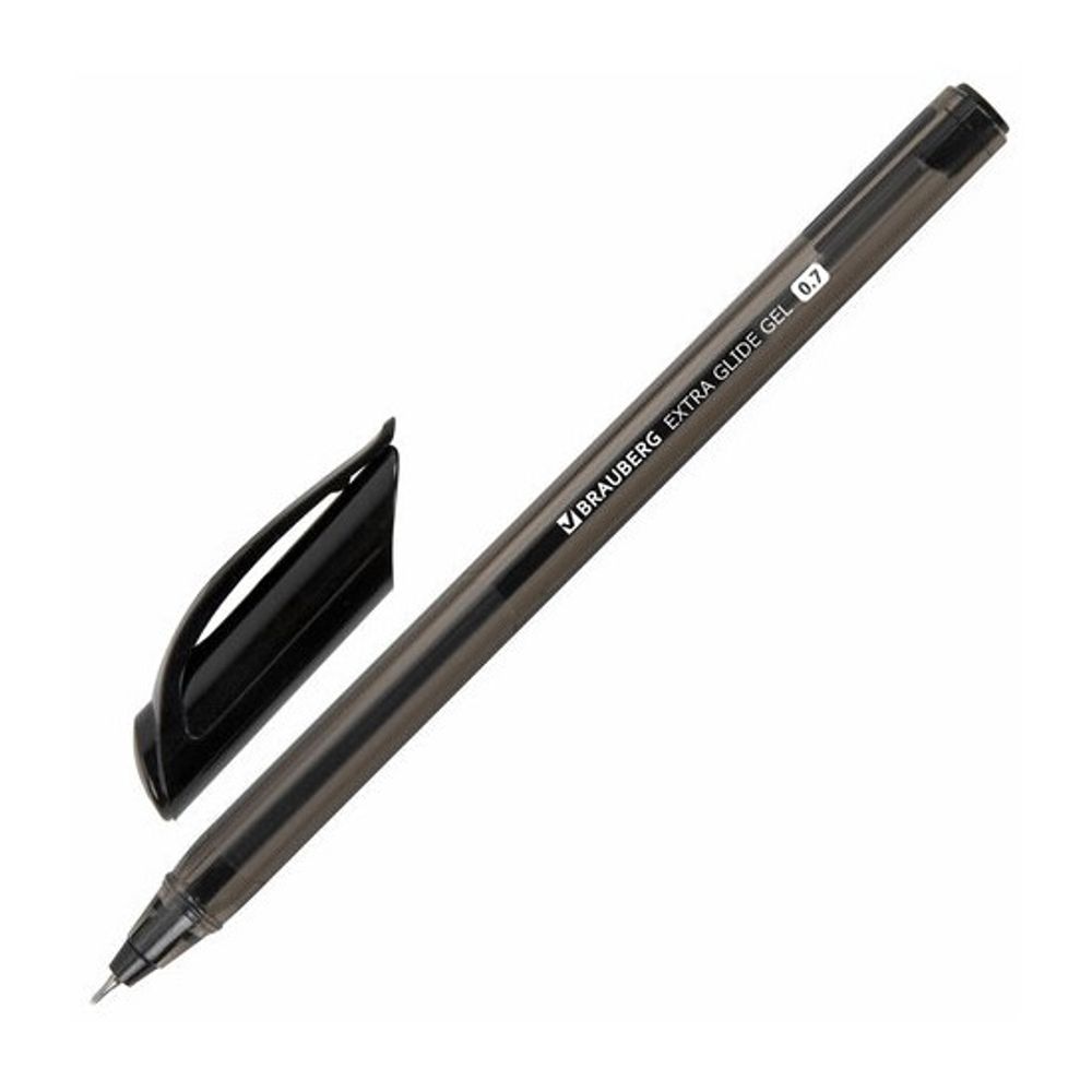 Ручка гелевая Brauberg Extra Glide Gel, черная, 0.7мм, стержень игла