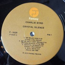 Винтажная виниловая пластинка LP Charlie Byrd Crystal Silence (USA 1973)