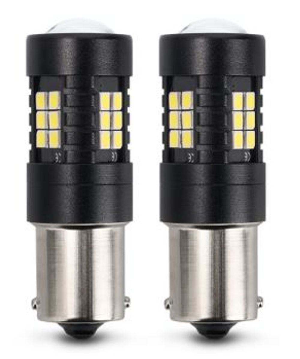 Светодиод 12V T25   21SMD 2016 WHITE LENS 4.5W Canbus (BA15S 1конт) (бл2шт) GQY-5050