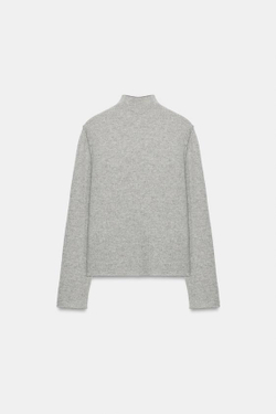 ZARA КУРТКА ИЗ 100% ШЕРСТИ С ВОРОТНИКОМ-СТОЙКОЙ, СЕРЫЙ