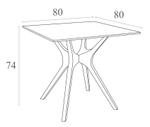 Стол пластиковый Siesta Contract Ibiza Table 80, антрацит