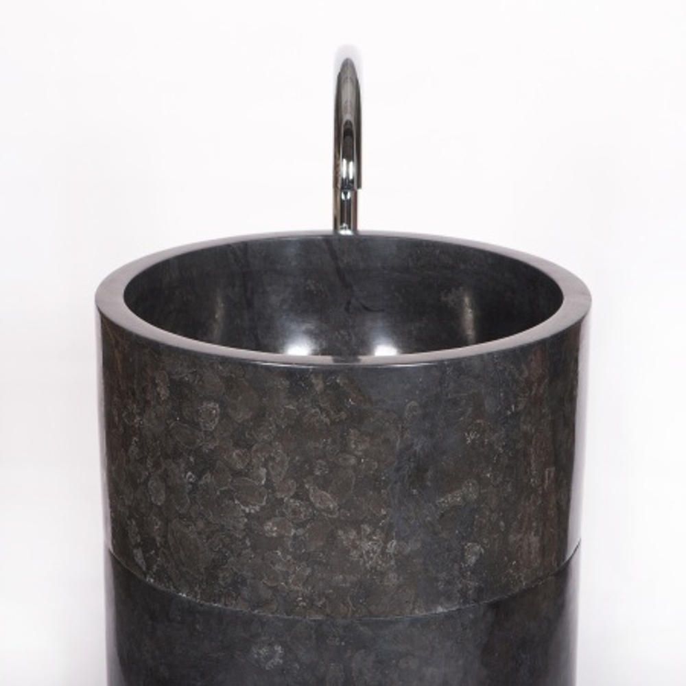 Раковина напольная из мрамора Silinder Full Polish Black MN-0398 (50*50*90 см)