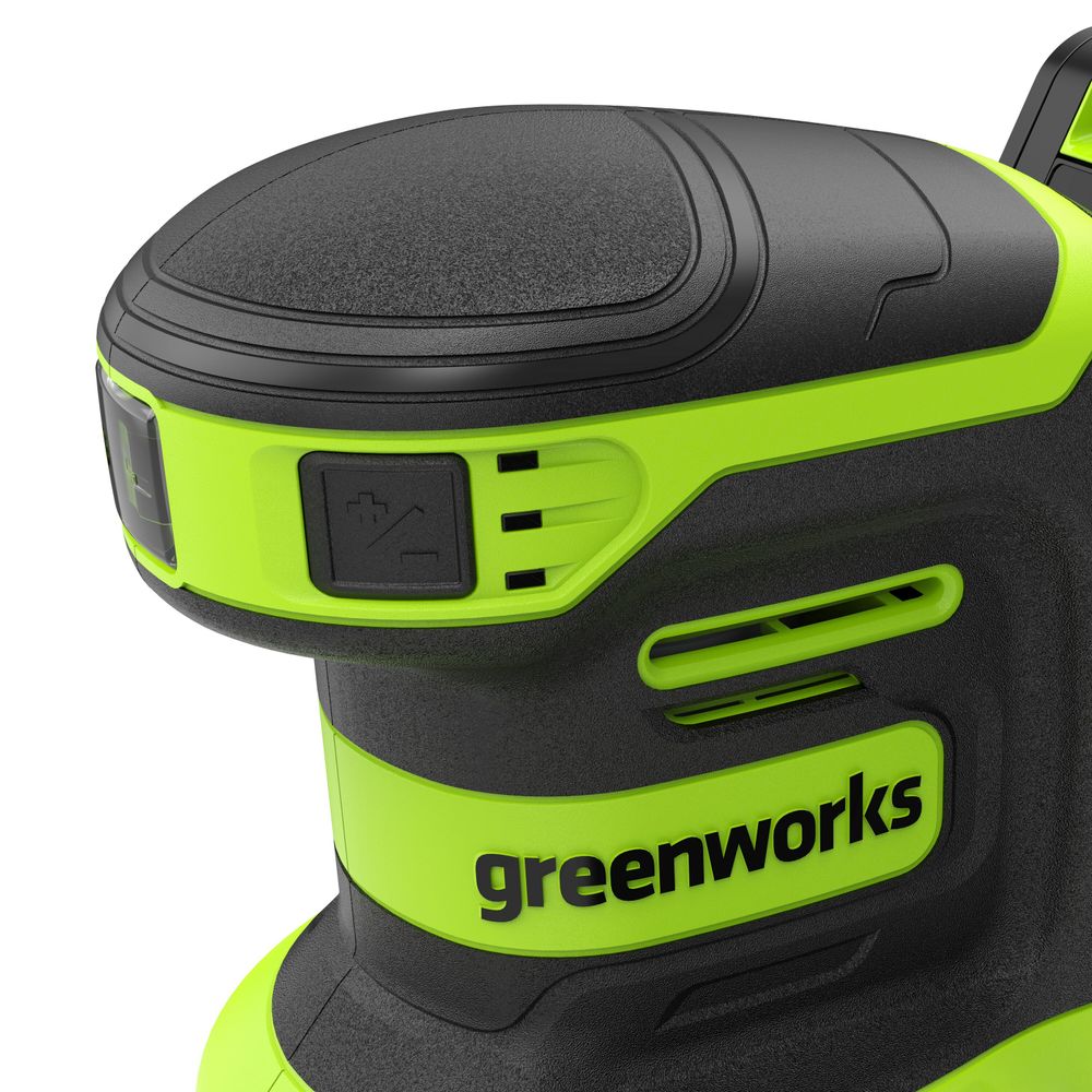 Эксцентриковая шлифмашина акк. Greenworks OS325, 24V, 125 мм, 5000-8000-11000 об/мин, амплитуда 2.4 мм,1х2Ач,ЗУ,кор (3100907CUA)