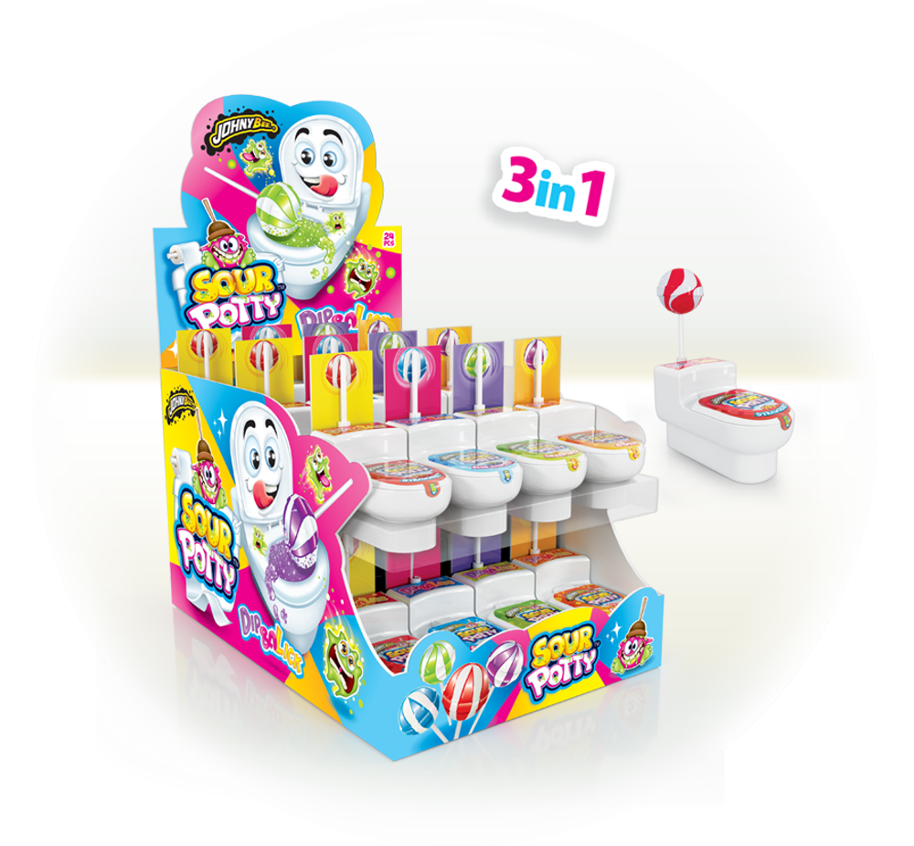 Леденец Dip n Lick Унитаз с кислой пудрой Funny DIP potty  24 шт