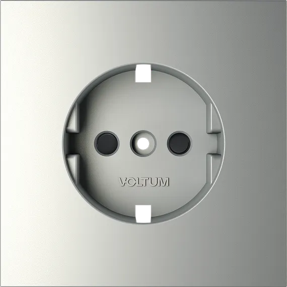 Накладка для розетки с заземлением и защитными шторками Voltum S70 Сталь VLS000705