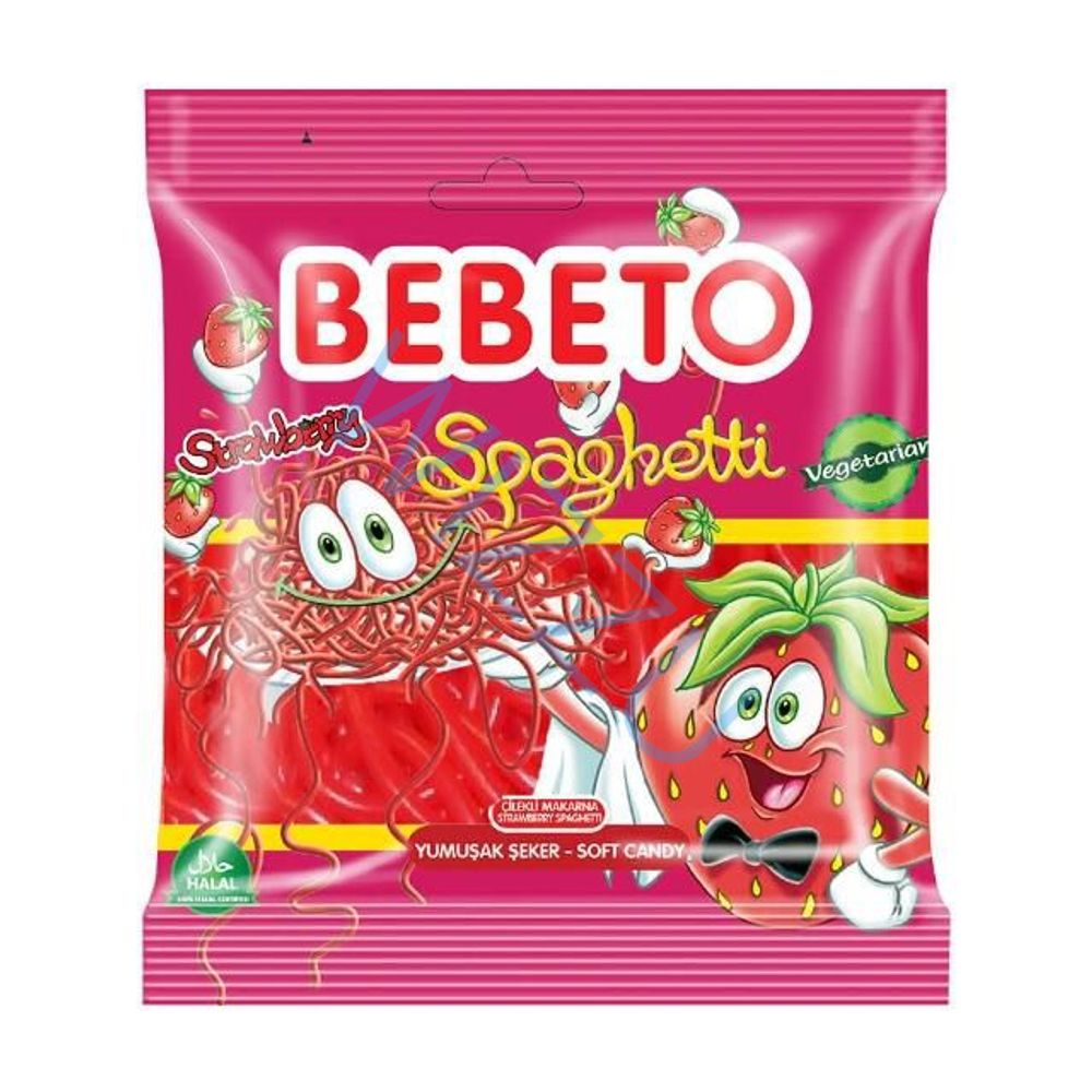 Мармелад BEBETO HAPPY LACES SOUR STRAWBERRY SPAGHETTI клубник 80 гр