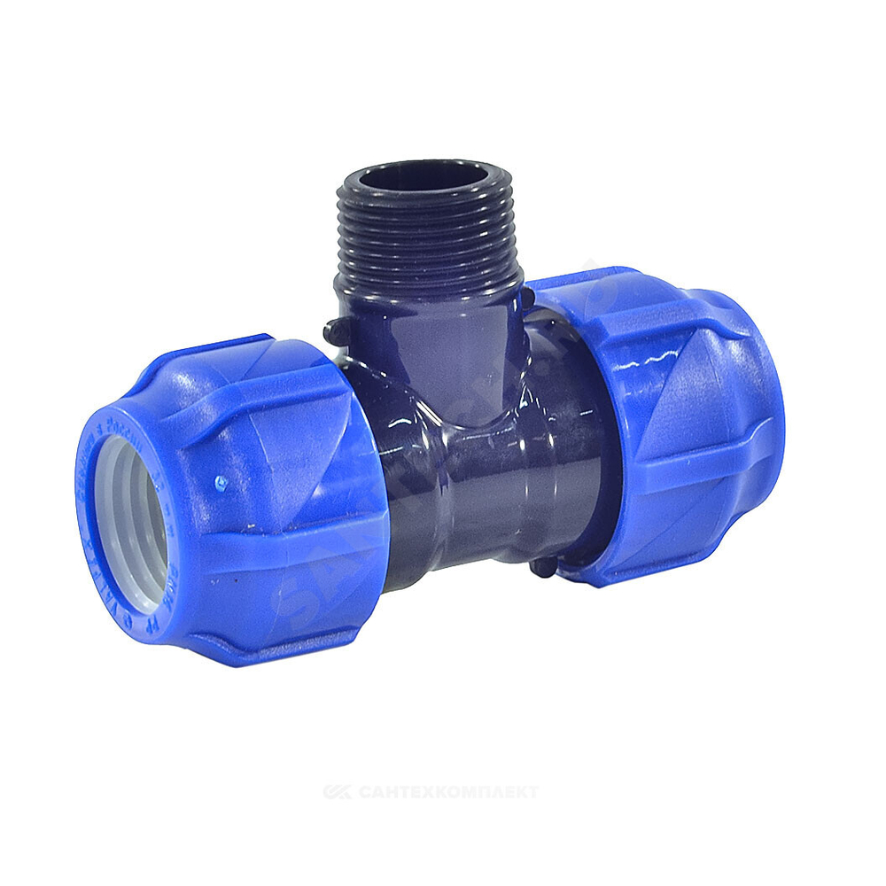 Тройник компрессионный ПЭ Дн 32х1/2"х32 НР Ру16 VALFEX 1210023201232