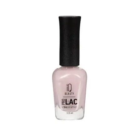 IQ BEAUTY Лак для ногтей профессиональный укрепляющий с биокерамикой #051, 12.5 мл Светло-розовый, с мелким шиммером с голографическим эффектом