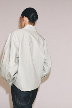 ZARA РУБАШКА С V-ОБРАЗНЫМ ВЫРЕЗОМ ZW COLLECTION, КАМЕННО-СЕРЫЙ