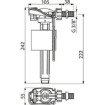 Заливной клапан ALCADRAIN 3/8" бок/подв. пласт. штуцер A15/A150