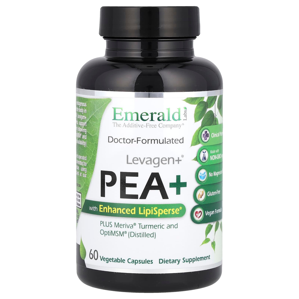 Emerald Laboratories, Levagen+® ПЭА+ с улучшенной LipiSperse®, 60 растительных капсул
