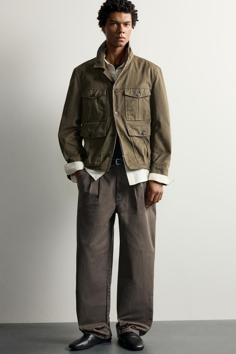 ZARA БРЮКИ RELAXED FIT С ЭФФЕКТОМ ПОТЕРТОСТИ И СКЛАДКАМИ, ТЕМНЫЙ РЫЖЕВАТО-КОРИЧНЕВЫЙ