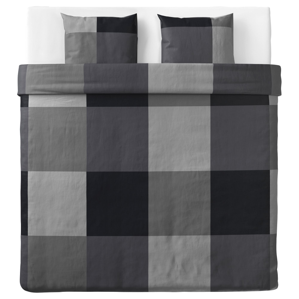 пододеяльник IKEA 240х220 и две наволочки 50х60 , черный, 240x220/50x60 см (Из финляндии)