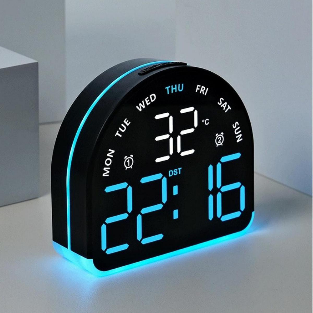 Часы-будильник настольные LED 5522 black