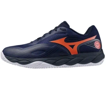 Мужские кроссовки теннисные Mizuno Wave Enforce Court 2 CC - beacon blue/lava orange/white
