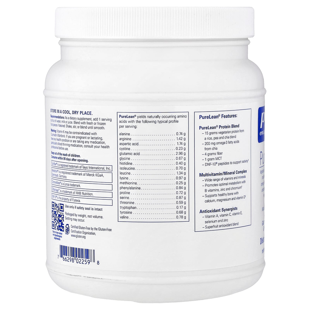 Pure Encapsulations, PureLean® Protein, Natural Vanilla Bean, 21.8 oz (620 g)