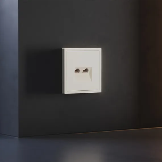 Накладка для розетки компьютерной двойной RJ45+RJ45 Voltum S70 Хлопок VLS001413
