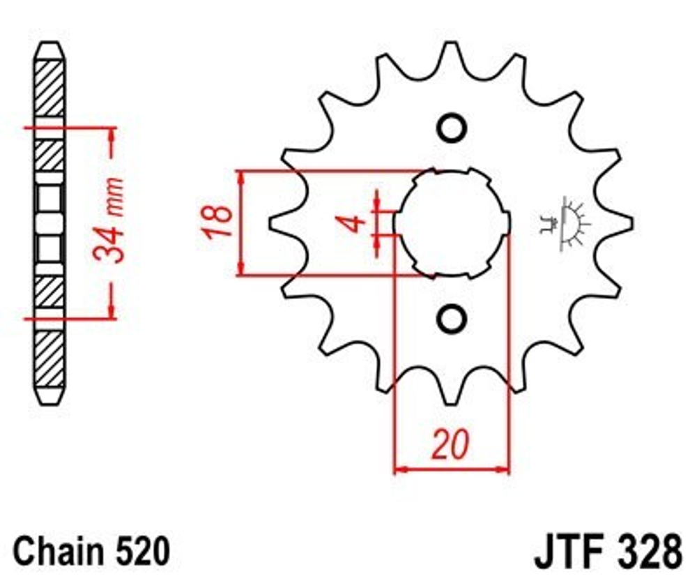 Звезда ведущая 520 на 13 зубьев, бренд: JTF328.13 (162-163FML, 165, 166, 169FMM, 172FMM, 174MN)