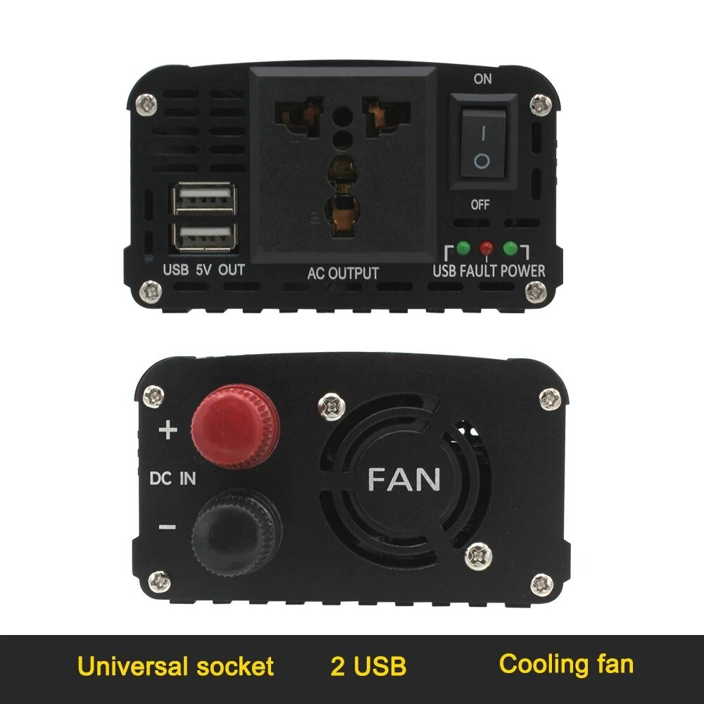Инвертор 12V-220V 2000W черный Foval