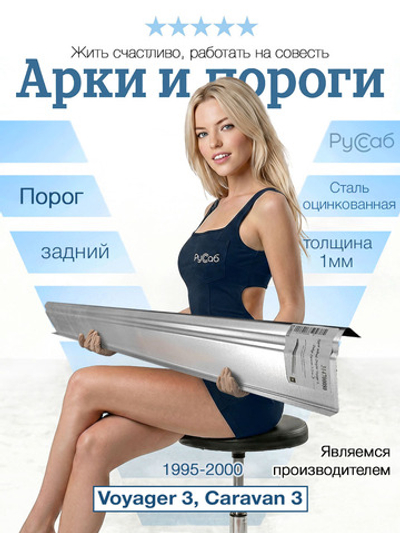 Порог задний Chrysler Voyager 3, Dodge Caravan 3 (1мм)