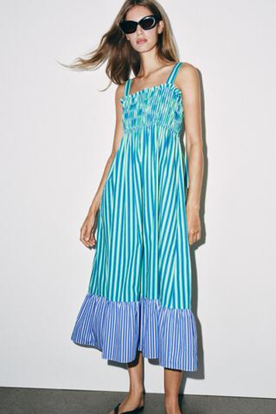 ПЛАТЬЕ МИДИ В ПОЛОСКУ — ZARA