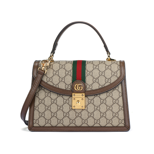 GUCCI Ophidia Canvas With Leather Shoulder Bag, Crossbody Bag, Handbag Small Women"s Ebony/Brown