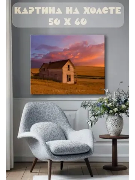 Картина на стену 40 X 50 Дом в поле