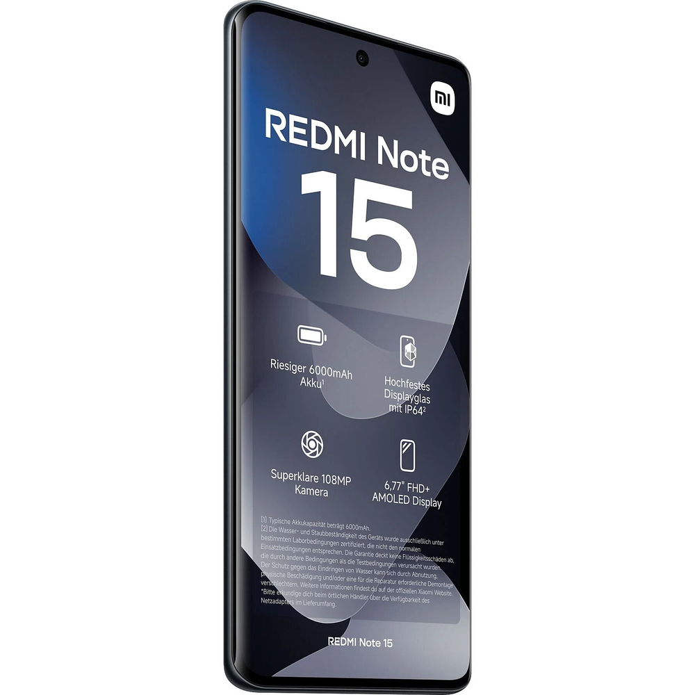 Смартфон Xiaomi Redmi Note 15 4G 8/128Gb, Ростест(ЕАС), 6.77", AMOLED, NFC, Midnight Black (Черный)