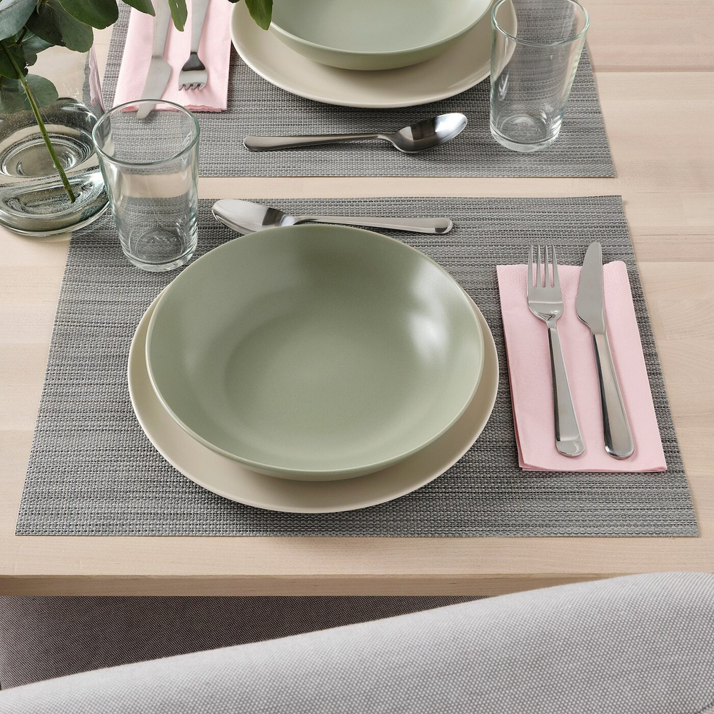 IKEA FÄRGKLAR  (ИКЕА ФÄРГКЛАР)  -  Сервиз, 18 штук, зеленый матовый